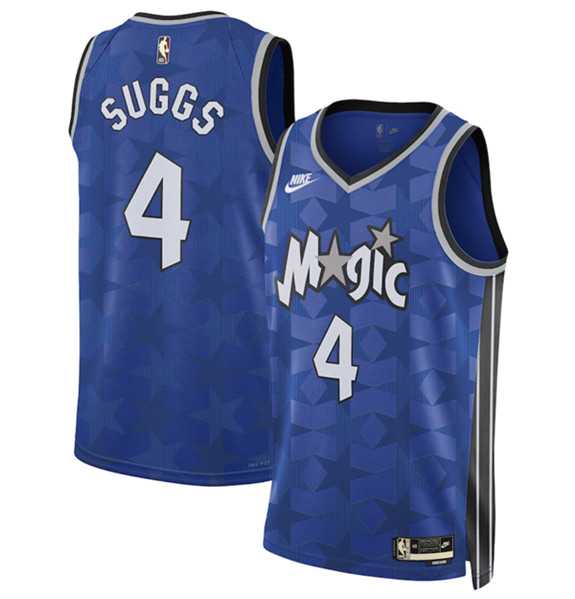 Men's Orlando Magic #4 Jalen Suggs Blue 2023-24 Classic Edition Stitched Basketball Jersey Dzhi